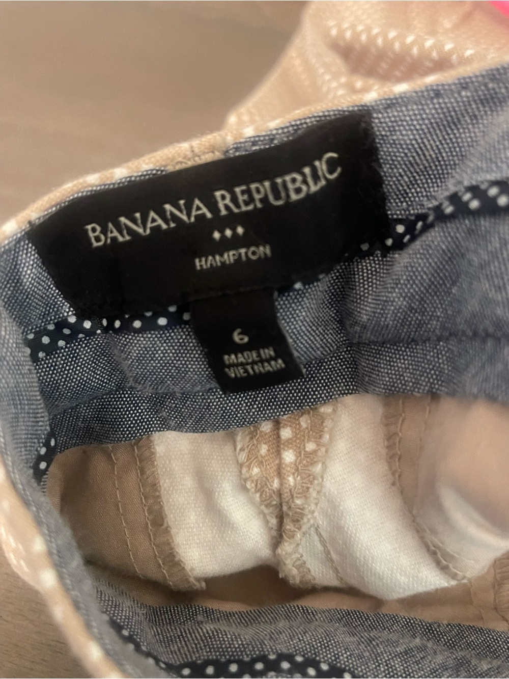 Banana Republic Women’s pants in Light Beige with Chambray Waistband